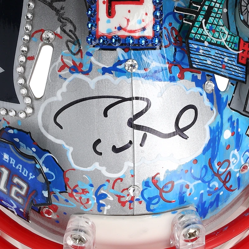 Tom Brady New England Patriots Autographed Riddell Speed Mini Helmet - Art by Charles Fazzino - WN55916379