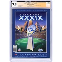 Programme du Super Bowl XXXIX du 6 février 2005, authentifié par CGC (note 9.0) et signé par Tom Brady des New England Patriots