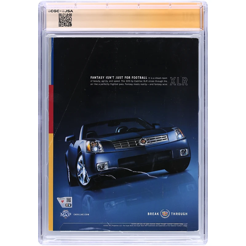 Programme authentifié par CGC et autographié par Tom Brady (New England Patriots) du Super Bowl XXXIX du 6 février 2005