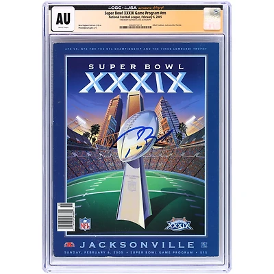 Tom Brady New England Patriots Autographed Super Bowl XXXIX CGC Authenticated Program from February 6