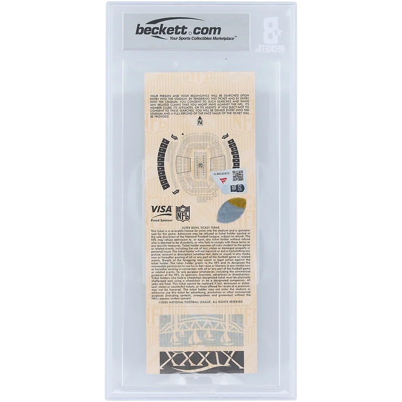Tom Brady New England Patriots Autographed Super Bowl XXXIX Champs Beckett Fanatics Witnessed Authenticated Ticket from February 6, 2005