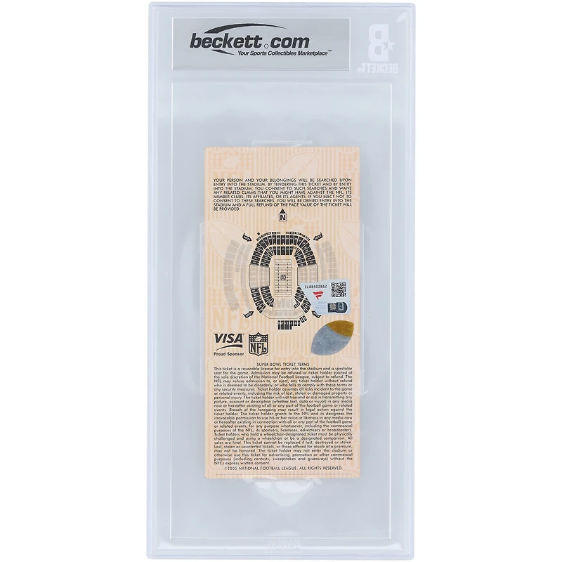 Tom Brady New England Patriots Autographed Super Bowl XXXIX Champs Stub Beckett Fanatics Witnessed Authenticated Auto 10 Ticket from February 6, 2005 