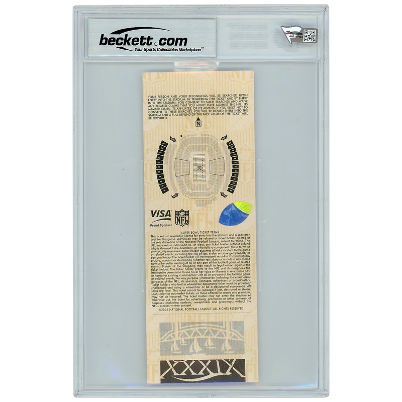 Billet dédicacé par Tom Brady des New England Patriots pour le Super Bowl XXXIX - Beckett noté 10