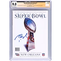 Programme du Super Bowl XXXVI du 3 février 2002, signé par Tom Brady (New England Patriots) et authentifié par CGC (note 9.0).