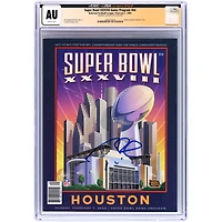 Programme authentifié par CGC et autographié par Tom Brady (New England Patriots) du Super Bowl XXXVIII du 1er février 2004