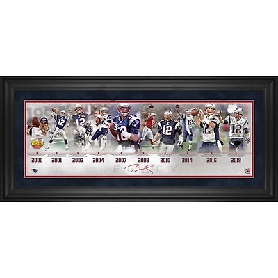 Collage encadré de la chronologie de la carrière de Tom Brady New England Patriots 10" x 30"