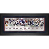 Collage encadré de la chronologie de la carrière de Tom Brady New England Patriots 10" x 30"