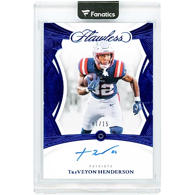 TreVeyon Henderson New England Patriots Autographed 2025 Panini Flawless Sapphire Jewel Relic #RGS-THN #1/15 Rookie Card