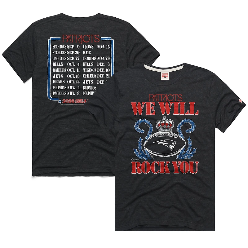 T-shirt unisexe Hommage Charcoal New England Patriots 2026 NFL Calendar Queen Tri-Blend