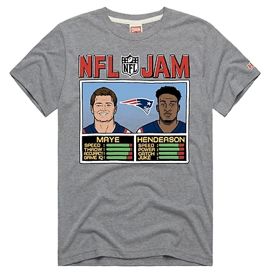 Unisex Homage Drake Maye & TreVeyon Henderson Gray New England Patriots NFL Jam Tri-Blend T-Shirt