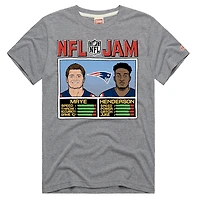 Unisex Homage Drake Maye & TreVeyon Henderson Gray New England Patriots NFL Jam Tri-Blend T-Shirt