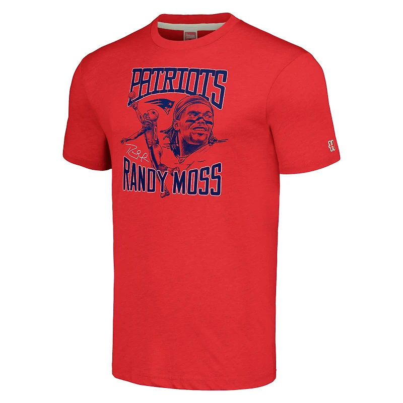 Unisex Homage Randy Moss Red New England Patriots Caricature Retired Player Tri-Blend T-Shirt