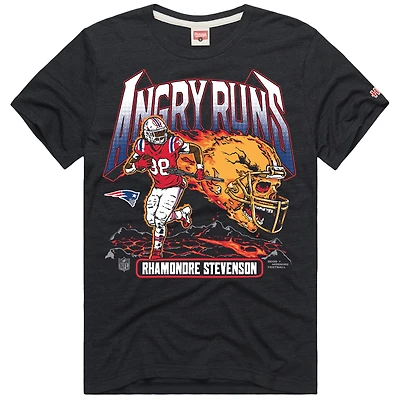 Unisex Homage Rhamondre Stevenson Charcoal New England Patriots Angry Runs Player Graphic Tri-Blend T-Shirt