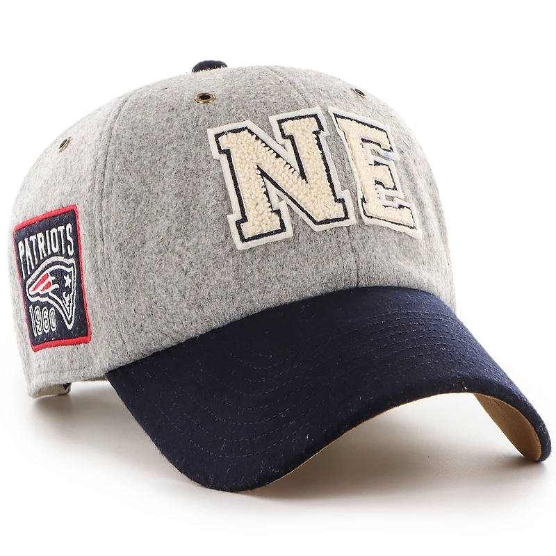 Casquette unisexe ajustable Stoney Clover Lane x '47 New England Patriots gris/bleu marine Block Clean Up