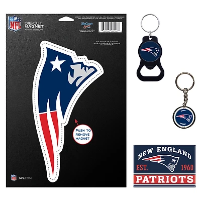 Lot de 4 porte-clés et aimants WinCraft New England Patriots