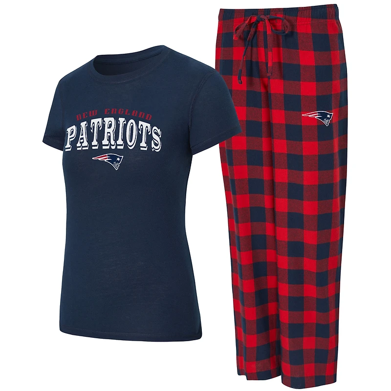 Women's Concepts Sport  Navy/Red New England Patriots Avondale T-Shirt & Pants Flannel PJ Set