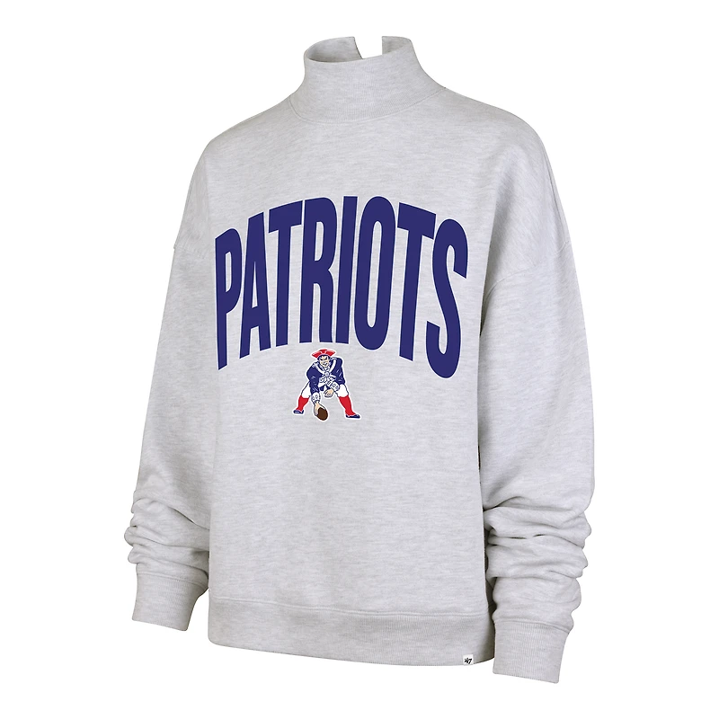 Sweat-shirt à col montant Subtle Muse gris '47 pour femme, New England Patriots