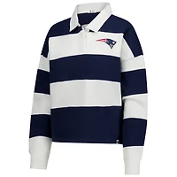 Women's '47  Navy/White New England Patriots Clubhouse Hall Raven Rugby Long Sleeve T-Shirt