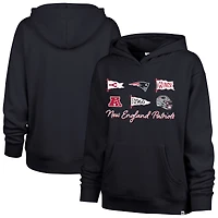 Sweat à capuche Naomi pour femme, bleu marine, New England Patriots, modèle 47, avec nœud et bannières.