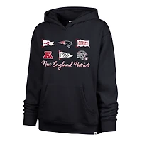 Sweat à capuche Naomi pour femme, bleu marine, New England Patriots, modèle 47, avec nœud et bannières.