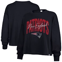 Women's '47 Navy New England Patriots Muse Sydney Long Sleeve Cropped T-Shirt
