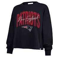 Women's '47 Navy New England Patriots Muse Sydney Long Sleeve Cropped T-Shirt