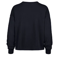 Women's '47 Navy New England Patriots Muse Sydney Long Sleeve Cropped T-Shirt