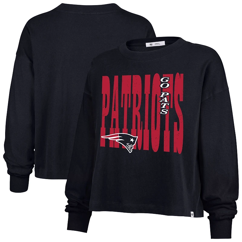 Women's '47 Navy New England Patriots Stacked Sydney Long Sleeve T-Shirt