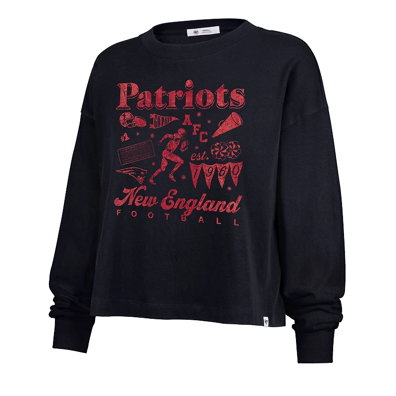 T-shirt à manches longues Sydney pour femmes, bleu marine, New England Patriots Team Collage, modèle 47
