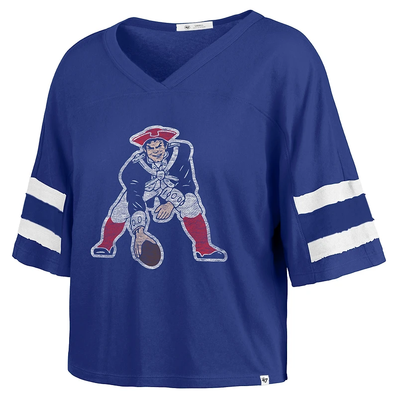 T-shirt court à col en V « 47 Royal New England Patriots Premier Scout » pour femme
