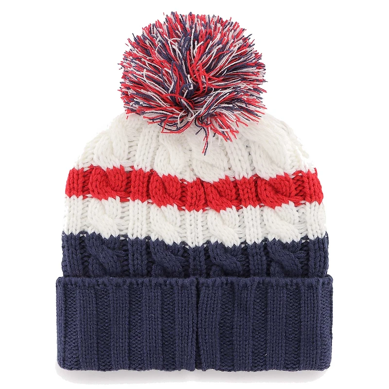 Bonnet en tricot à revers Ashfield '47 blanc des New England Patriots pour femmes avec pompon