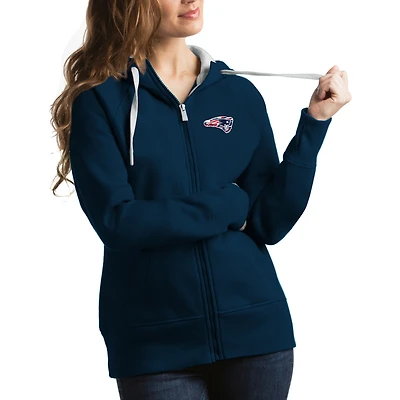 Sweat à capuche entièrement zippé Antigua Navy New England Patriots NFLxFIT Quicksnap Victory pour femmes