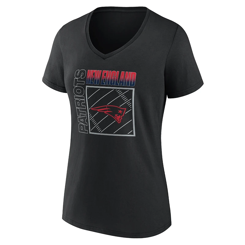 Women's Black New England Patriots Home Field Pop Personalized Name & Number V-Neck T-Shirt