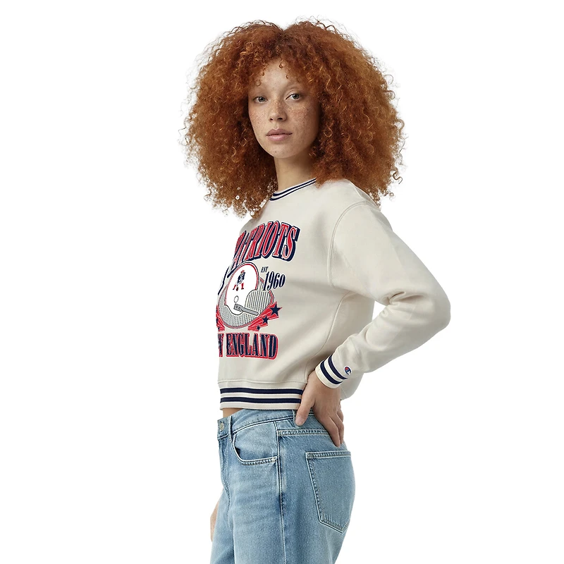 Women's Champion  Cream New England Patriots Reverse Weave Fleece Sweatshirt