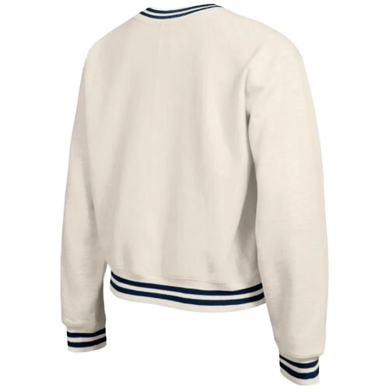 Sweat-shirt en polaire à tissage inversé crème Champion pour femme, modèle New England Patriots.