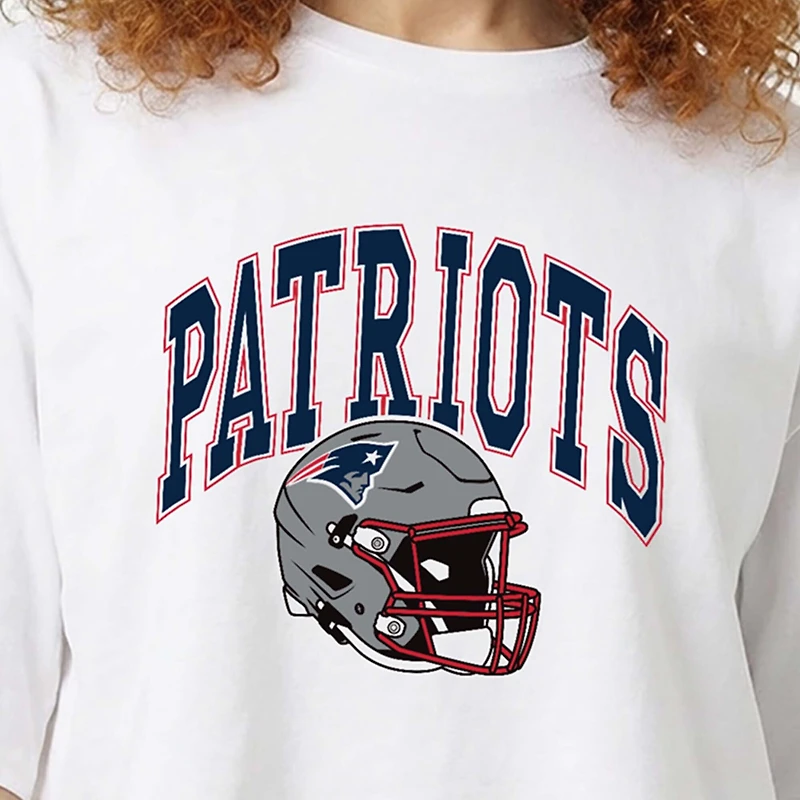 Women's Champion White New England Patriots Boyfriend Cropped T-Shirt
