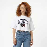 Women's Champion  White New England Patriots Boyfriend Cropped T-Shirt