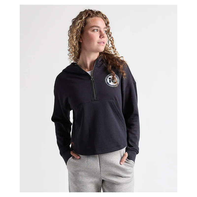 Sweat à capuche zippé au quart en polaire marine Willow pour femme, Charles River x New England Patriots