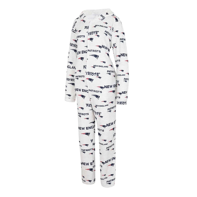 Concepts Sport Crème pour femmes New England Patriots Docket Sweat à capuche entièrement zippé Union Suit