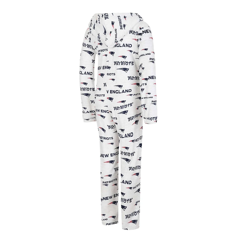 Concepts Sport Crème pour femmes New England Patriots Docket Sweat à capuche entièrement zippé Union Suit