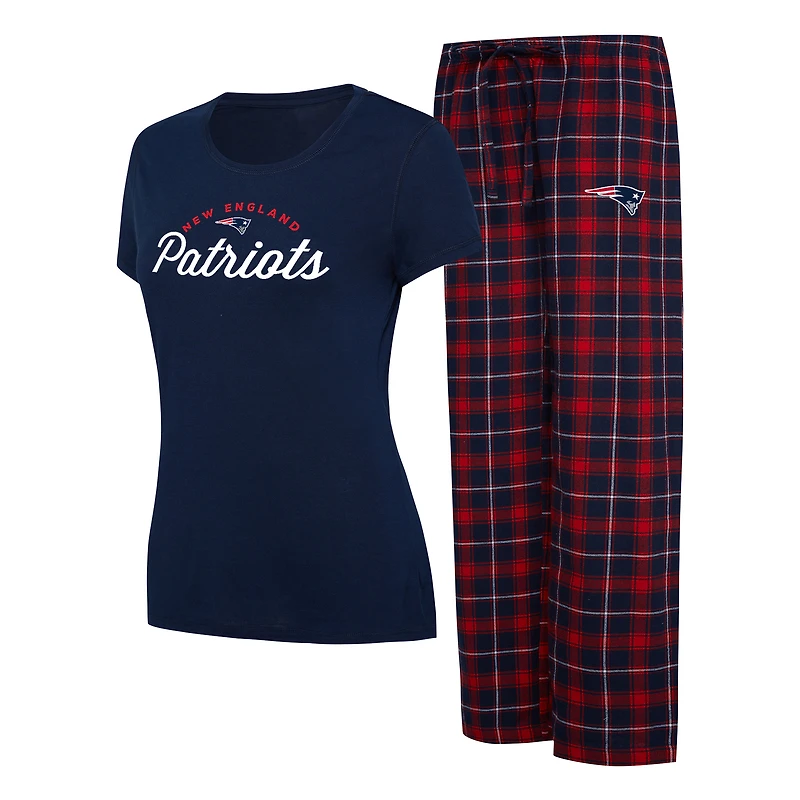 Ensemble de nuit Concepts Sport bleu marine/rouge New England Patriots Arctic haut et pantalon en flanelle pour femme