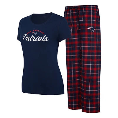 Ensemble de nuit Concepts Sport bleu marine/rouge New England Patriots Arctic haut et pantalon en flanelle pour femme