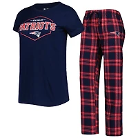 Ensemble de nuit Concepts Sport bleu marine/rouge avec haut et pantalon à écusson des New England Patriots pour femme