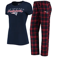 Ensemble haut et pantalon Concepts Sport bleu marine/rouge avec logo des New England Patriots pour femme