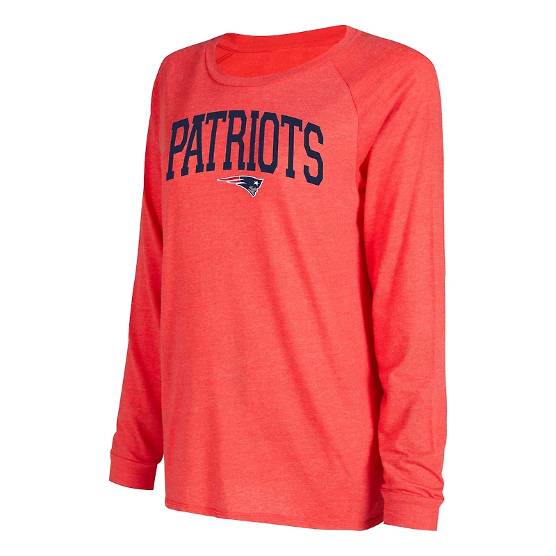 Ensemble de détente pour femme Concepts Sport bleu marine/rouge New England Patriots, haut à manches longues raglan et short