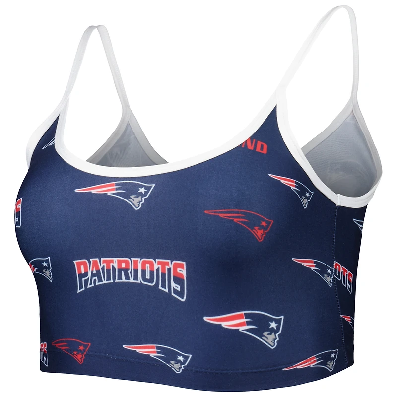 Brassière de détente en tricot Concepts Sport pour femmes, bleu marine, New England Patriots Breakthrough Allover