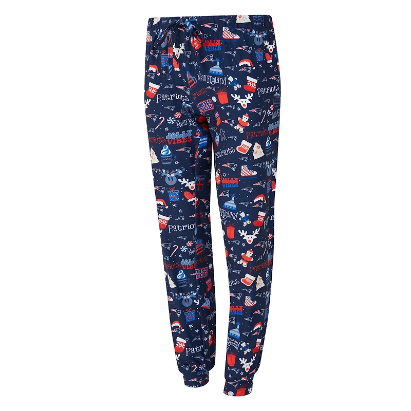 Ensemble de nuit pour femme Concepts Sport Navy New England Patriots Chesnut avec t-shirt à manches longues et pantalon