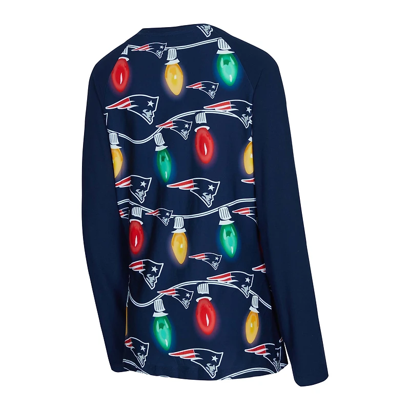 Ensemble haut à manches longues et pantalon raglan en tricot Garland de la collection Concepts Sport Navy New England Patriots pour femme