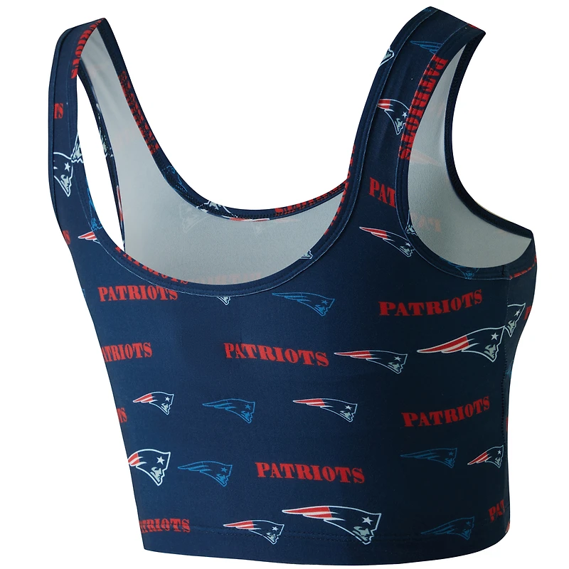 Brassière Concepts Sport Navy New England Patriots à imprimé mosaïque pour femme