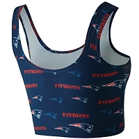 Brassière Concepts Sport Navy New England Patriots à imprimé mosaïque pour femme